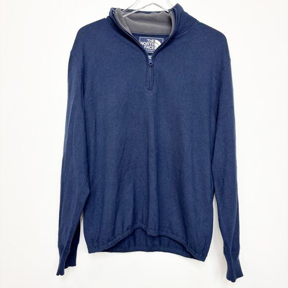The North Face Men's Quarter Zip Long Sleeve Blue Wool Blend Sweater M - Picture 1 of 5